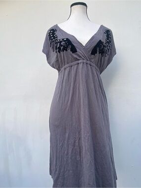 Y2K Treasure Rock Grey Embroidered Stud Dress Size Large